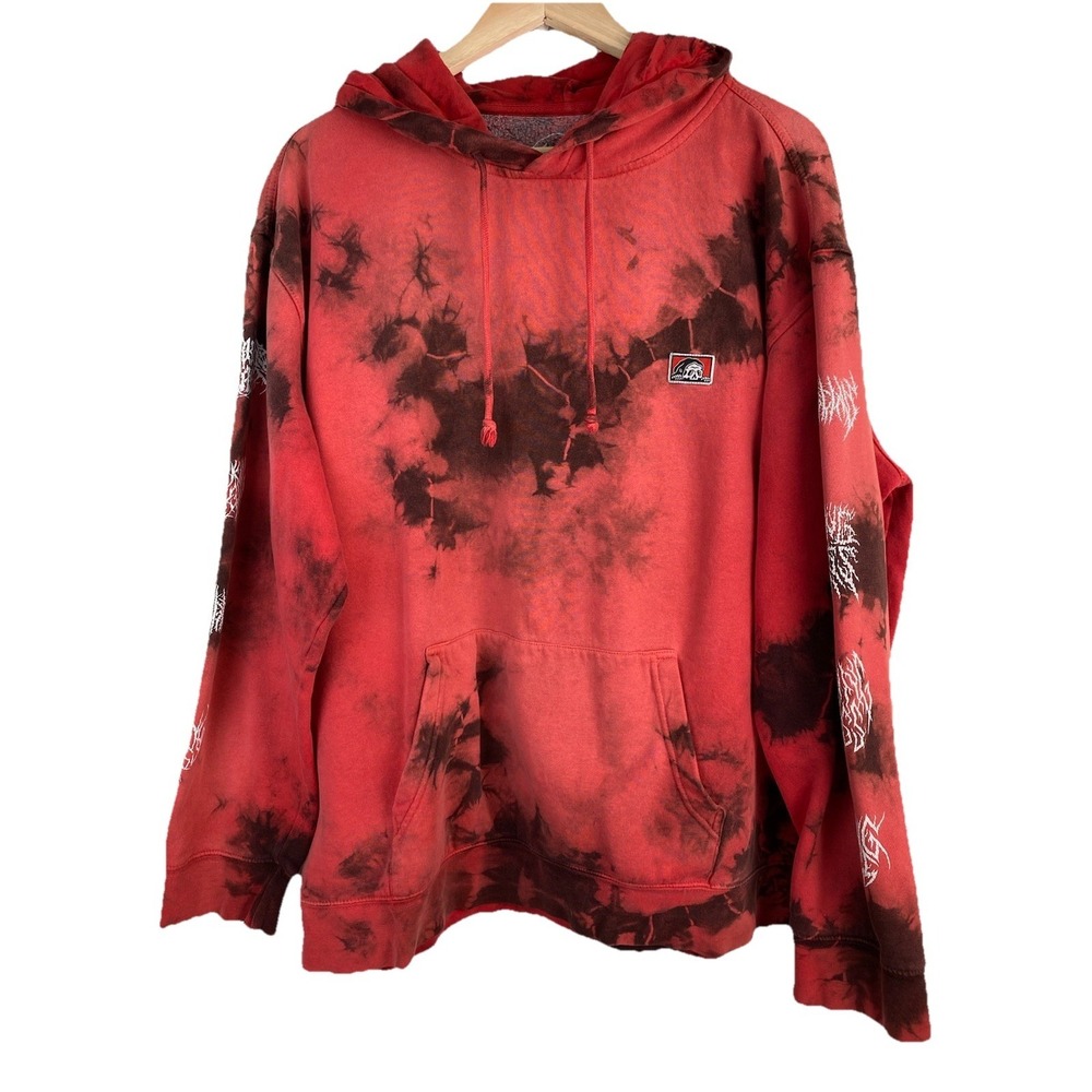 Lurking Class Men's L Red Black Tie Dye Skull Logo Pullover Hoodie Sweatshirt